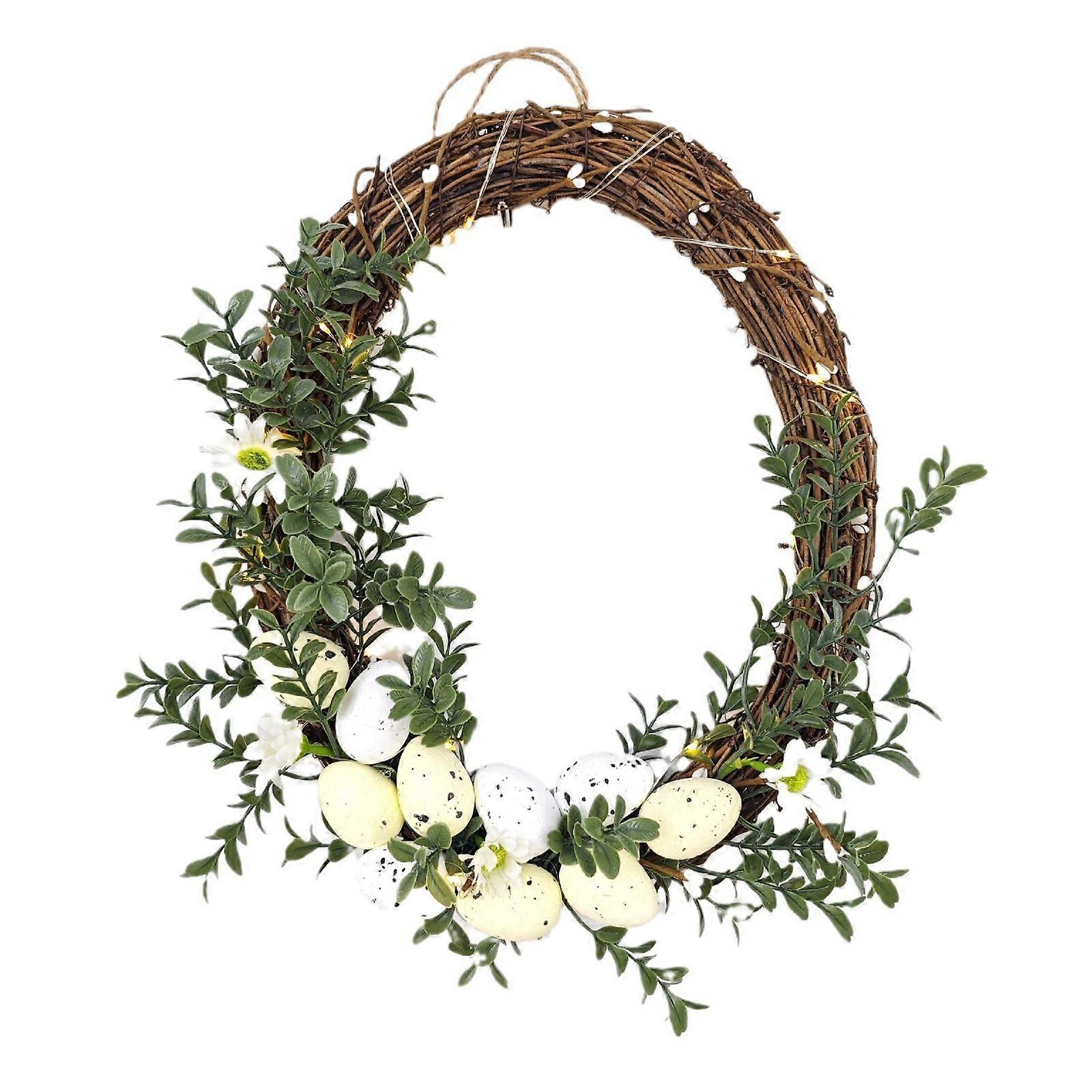 30cm Easter Egg Wreath Rustic Vine Lights Spring Door Decor Home