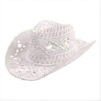 Straw Cowboy Hats for Women Western Cowgirl Hat for Holiday Party Foldable Vacation Beach Sun Hat wi