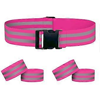 Reflective Safety Bands Set with Adjustable Armbands and Waist Belt for  Visibility Running Cycling Walking