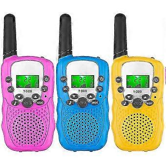 Kinder Walkie Talkies 3 Pack, 3 Meilen lange Reichweite mit hintergrundbeleuchteten LCD-Taschenlampen