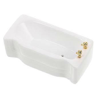 Banheira de banheiro de porcelana em miniatura: Estatuetas de banheira quadrada de cerâmica branca Acessórios decorativos para móveis de casa de bonecas