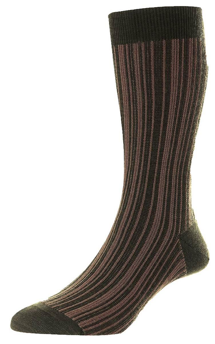 Pantherella Marsden Merino Wool Socks - Dark Olive Mix
