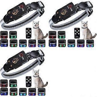 3X Cat Collar,Lighted Cat Collars for Night,Rechargeable Waterproof LED Cat Collar with Remote,Dog Lights
