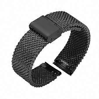Universal Quick Release Milanese Mesh Watch Band 18mm 20mm 22mm 24mm, Black Stainless Steel Strap