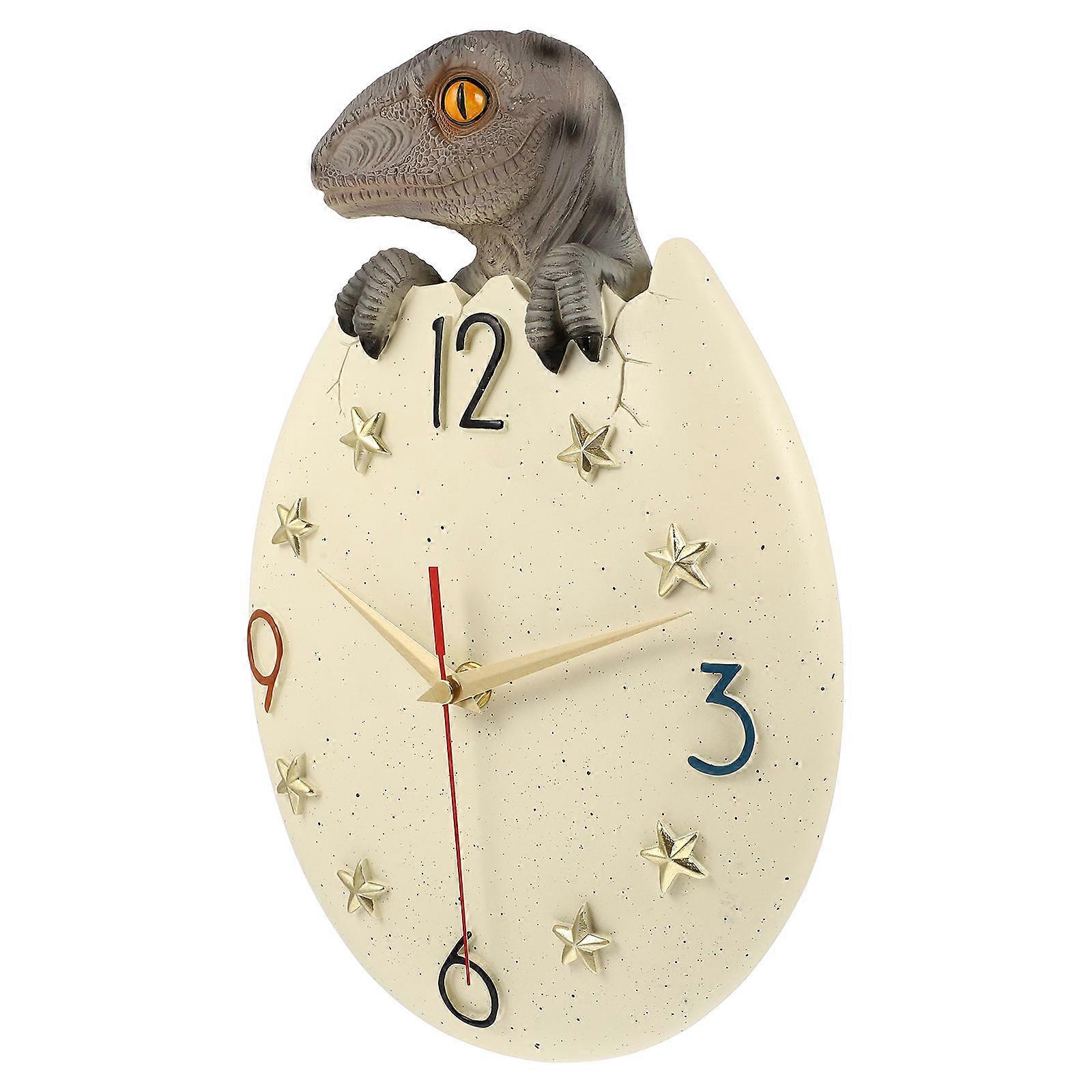 Resin Dinosaur Eggshell Shape Wall Clock Five-pointed Star Digital Wall Clock with Pushpin