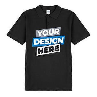 Personalised Mens Polo Custom Printed Collar T-shirt Logo Text Printing Black Tee