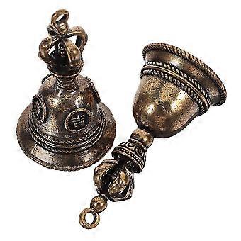 Antique Metal Bell Charms Key Accessory for Pet Collar 2Pcs Brown Color