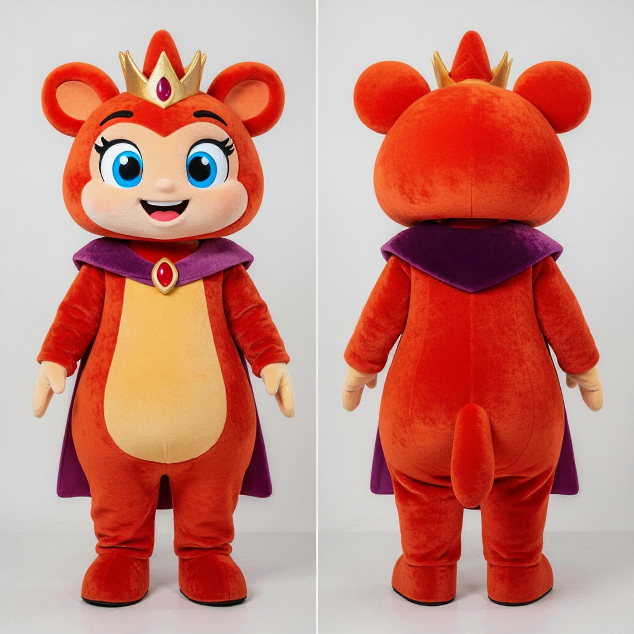 MASTICOT Rust Colored Cartoon Queen Mascot