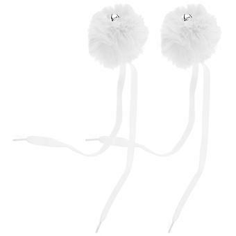Roller Skate Pom Poms Decorative Accessories with Bell for DIY 2Pcs White Artificial Wool
