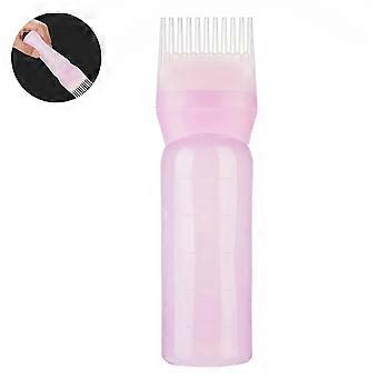Hair Dye Applicator Bottle with Comb Tip, 6 oz Refillable Root Touch Up Tool with Scale Pink/Purple/White