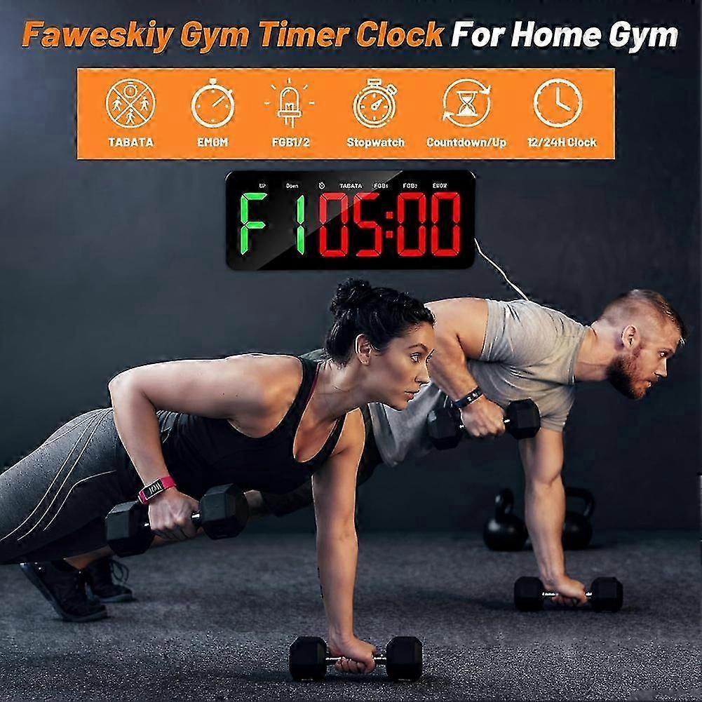 Gym Timer Clock for Tabata/FBG/EMOM - Large Workout Clock for Home Gym with Remote Control, Count Down & Up US Plug