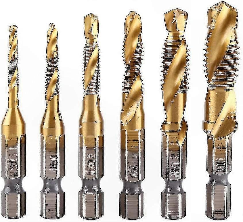HSS Multi-Function Tap for Drilling, Tapping, and Chamfering with Hex Shank Spiral Design