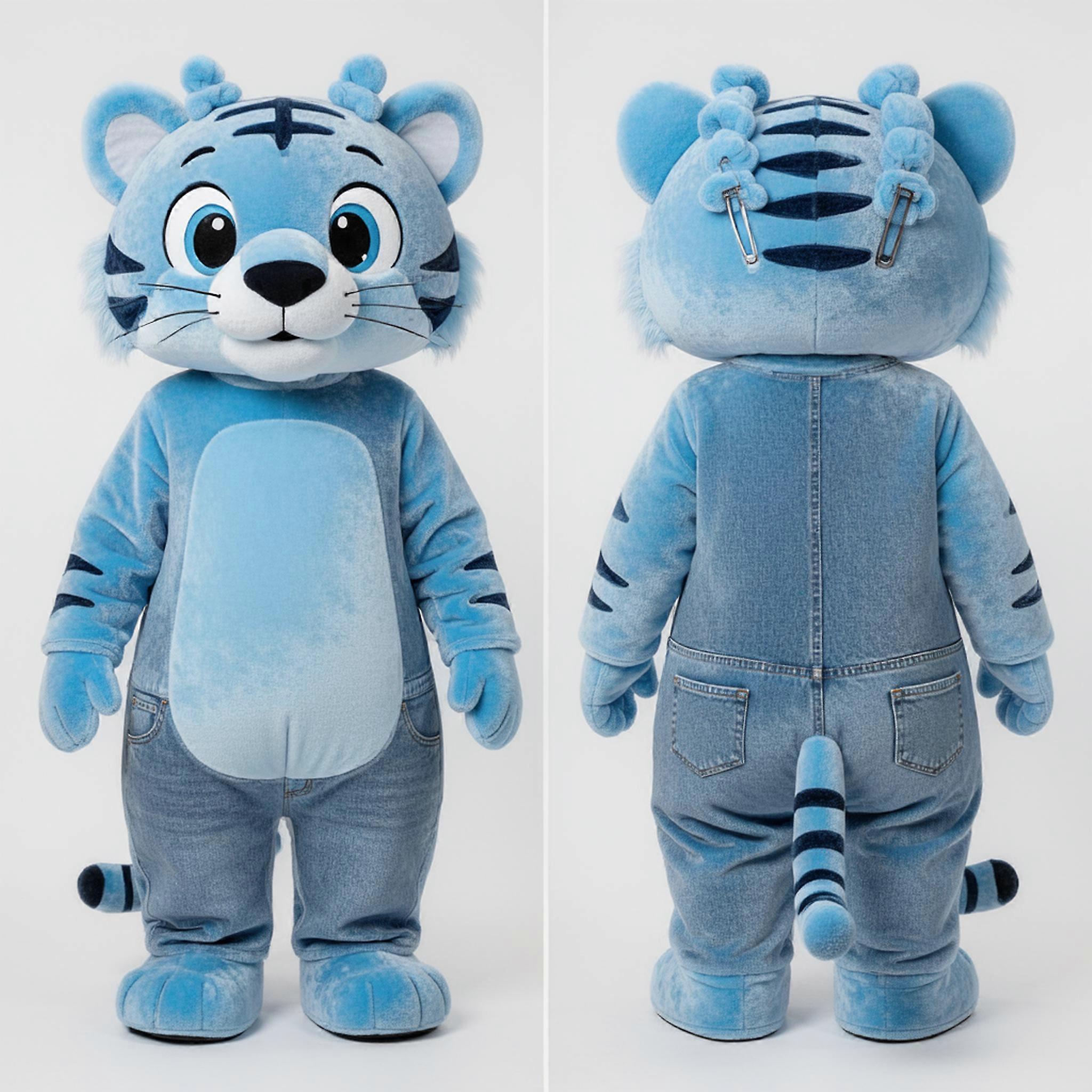 MASTICOT Sky Blue Velvety Tiger Mascot