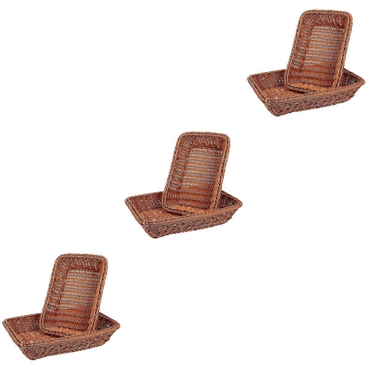 Fruit Storage Basket Rectangular Basket for Storage Use 6Pcs Coffee Woven Design