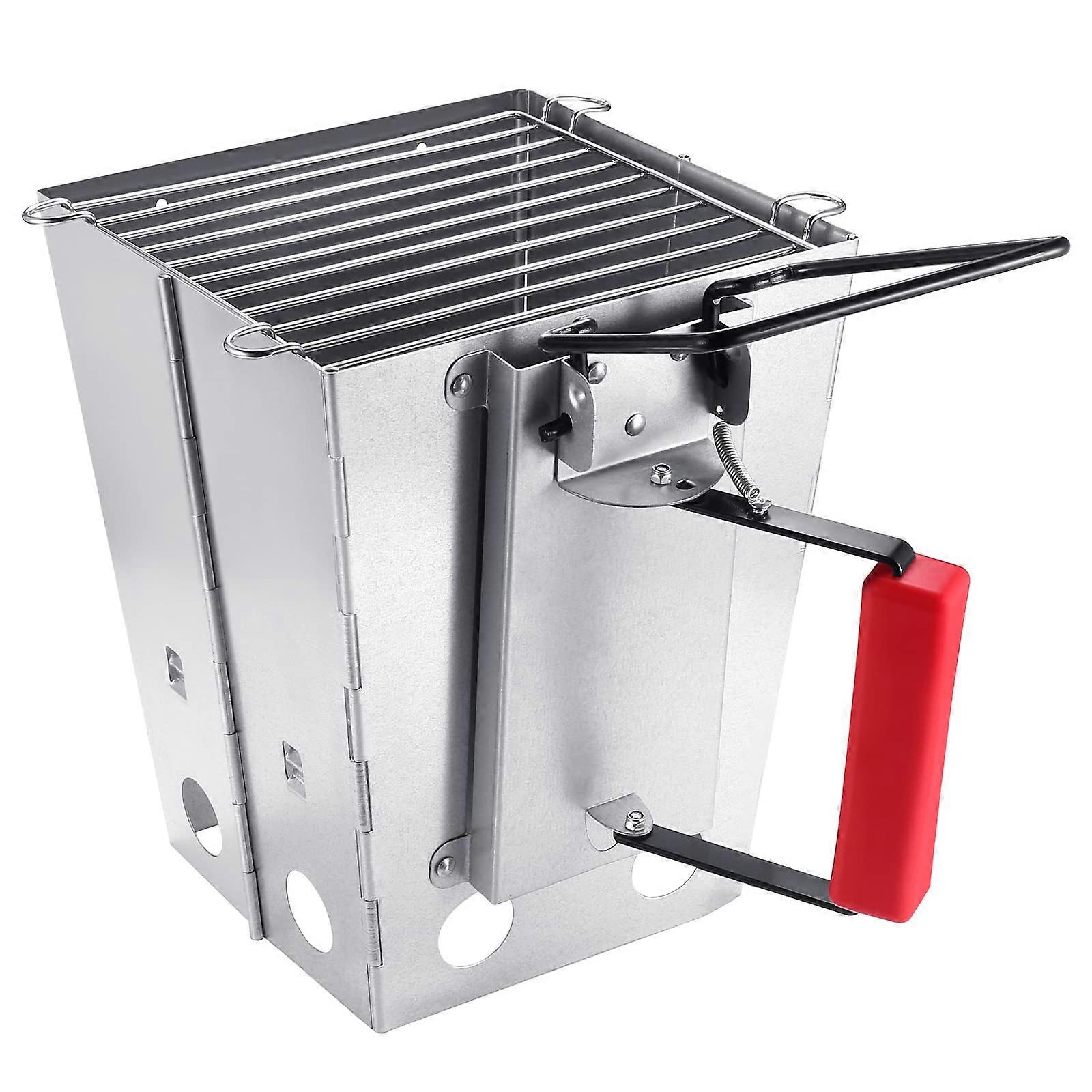 Foldable Charcoal Chimney Starter, Quick Heating BBQ Grill Starter for Outdoor Cooking