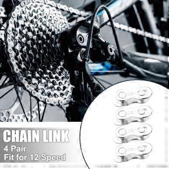 4 Pair 12 Speed Silver Tone Chain Master Link Joint Clips Connectors Bicycle Missing Link Reusable Speed Chain for Bike MTB Repair Parts