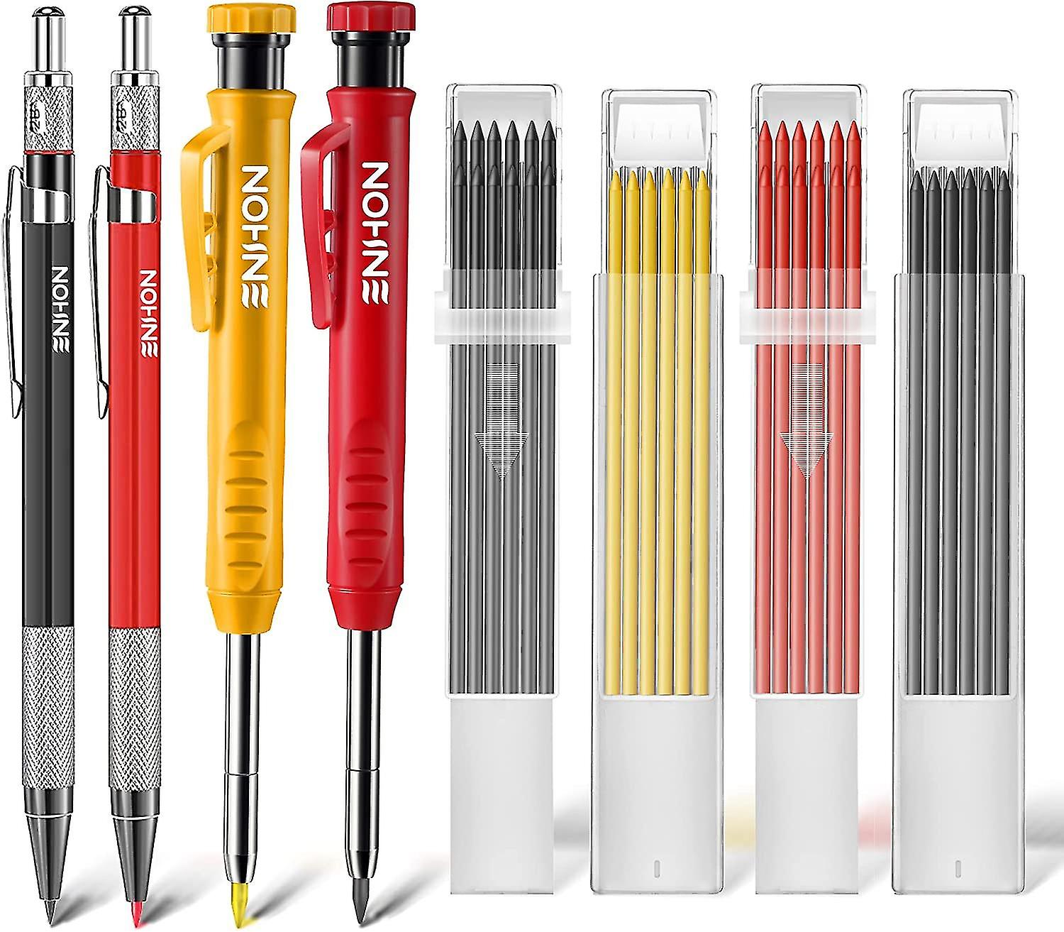 8-Pack 2.8mm Mechanical Carpenter Pencils With 48 Refills - Built-in Sharpener & Deep Hole Marker
