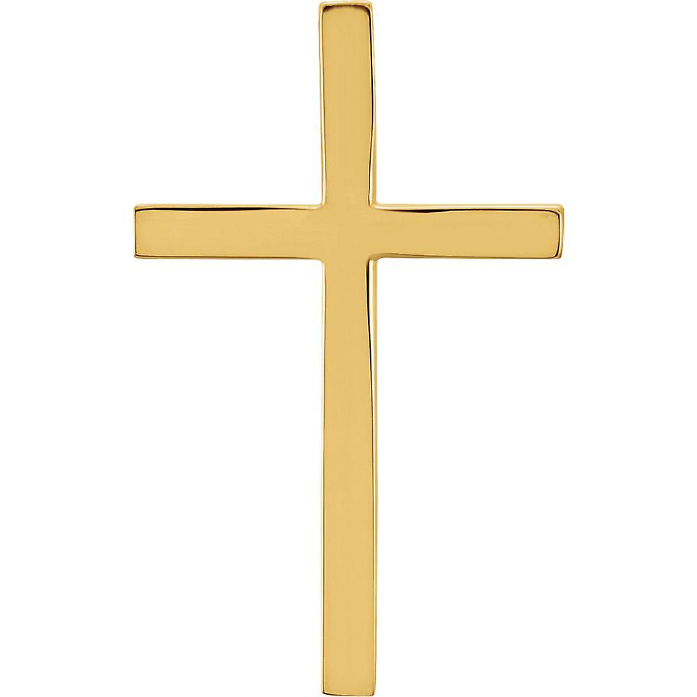 18Kイエローゴールド25.7x15.7mmポリッシュ宗教信仰クロスペンダントネックレス-女性用ペンダント