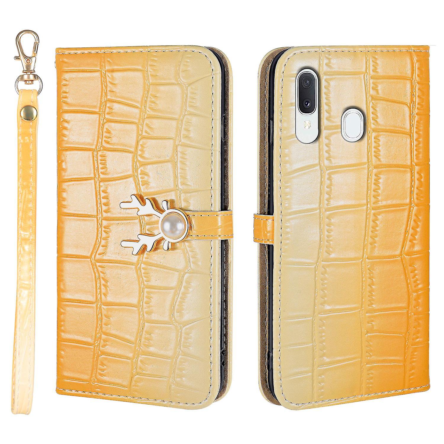 Elk Pattern Phone Case For Samsung Galaxy A20e With Card Holder, Lanyard, Pu Leather Material, Wallet Function, Corner Fall Protection