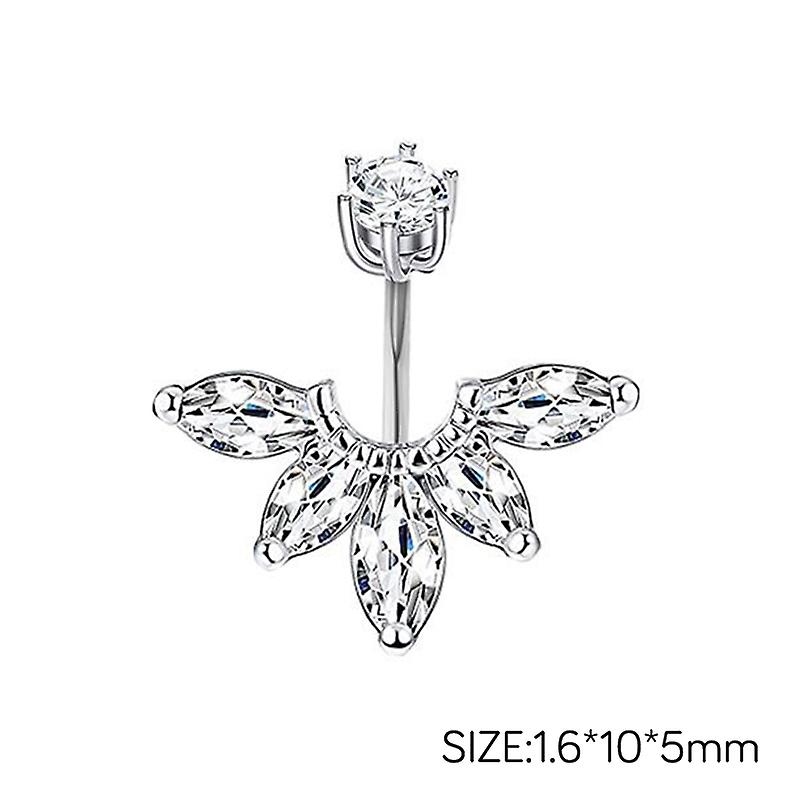 1 Pcs Woman Belly Button Piercing Stainless Steel Flowers Piercing Accessories Crystal