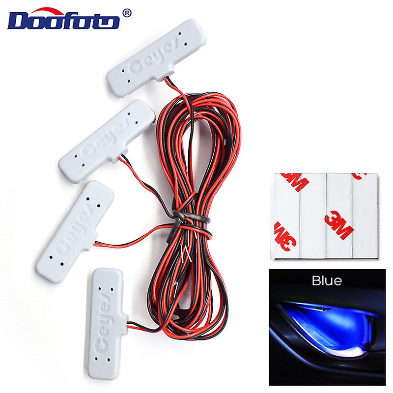 4pcs/set Car Inner Door Bowl Ambient Light Led Armrest Lights Interior Decorative Atmosphere Wrists Lamp Universal