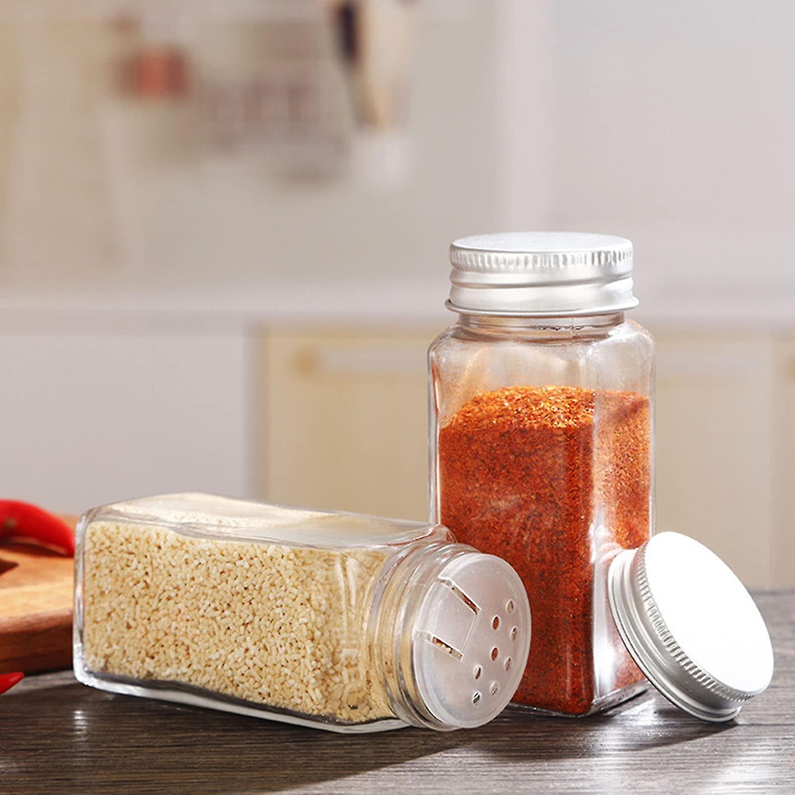 2pcs Glass Spice Jars, 4oz Empty Square Spice Containers, Spice