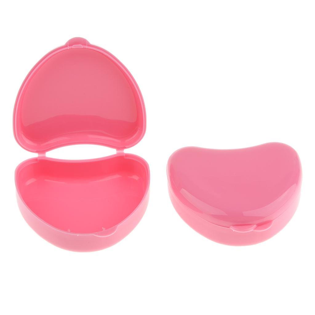 2x Mouth Guard Case Orthodontic Retainer Box Denture Storage Container Pink