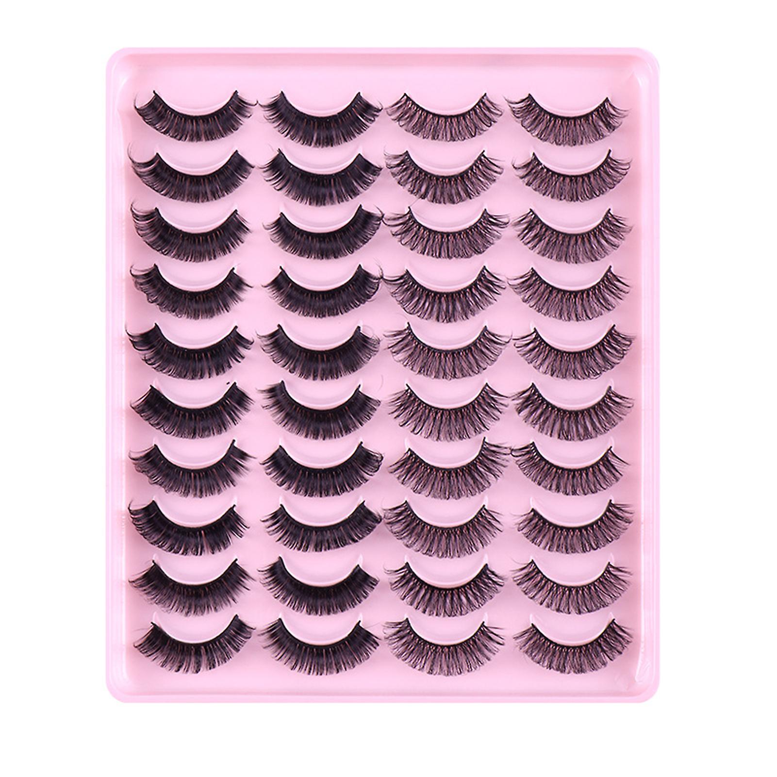 20 Pairs False Eyelashes Kit Multilayered Bushy Russian Dd Curl Lashes Eye Makeup Accessory