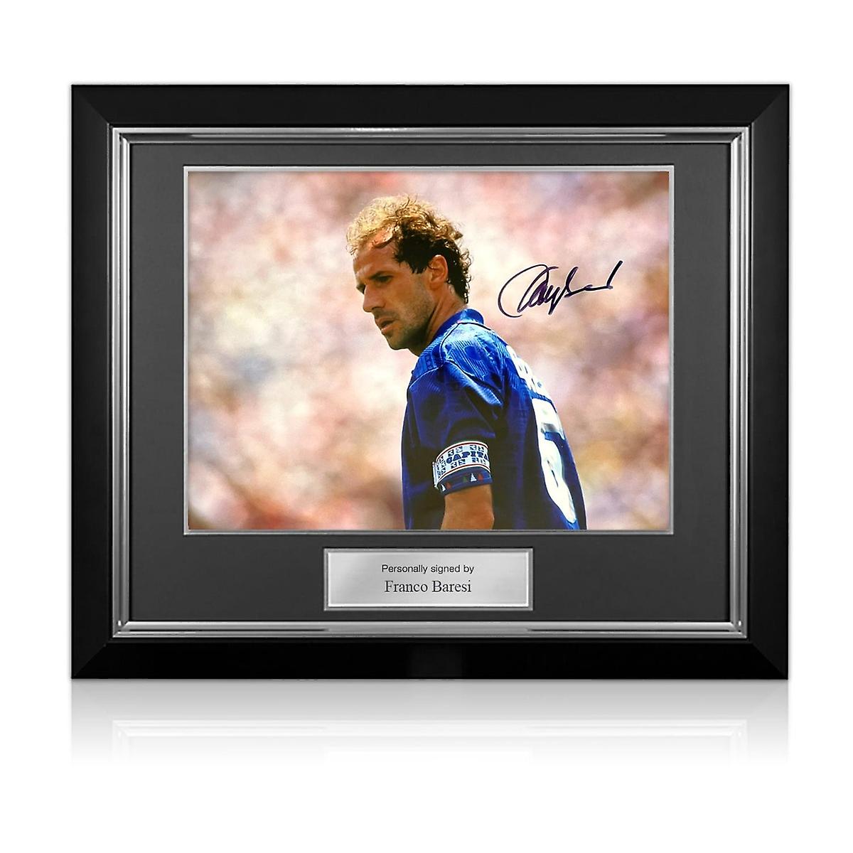 Franco Baresi Signed Italy Football Photo. Deluxe Frame