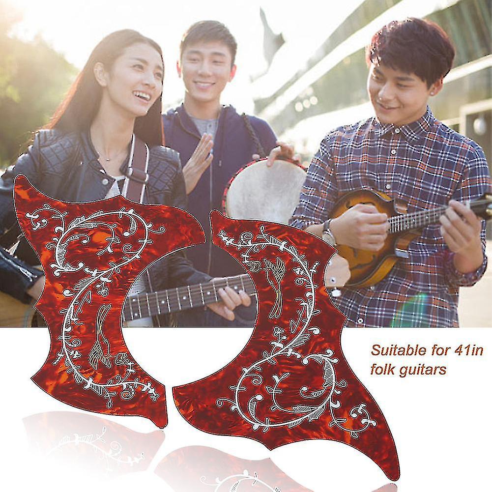2 Pack Self-Adhesive Replacement Pickguards for 41" Folk Guitar (Red)