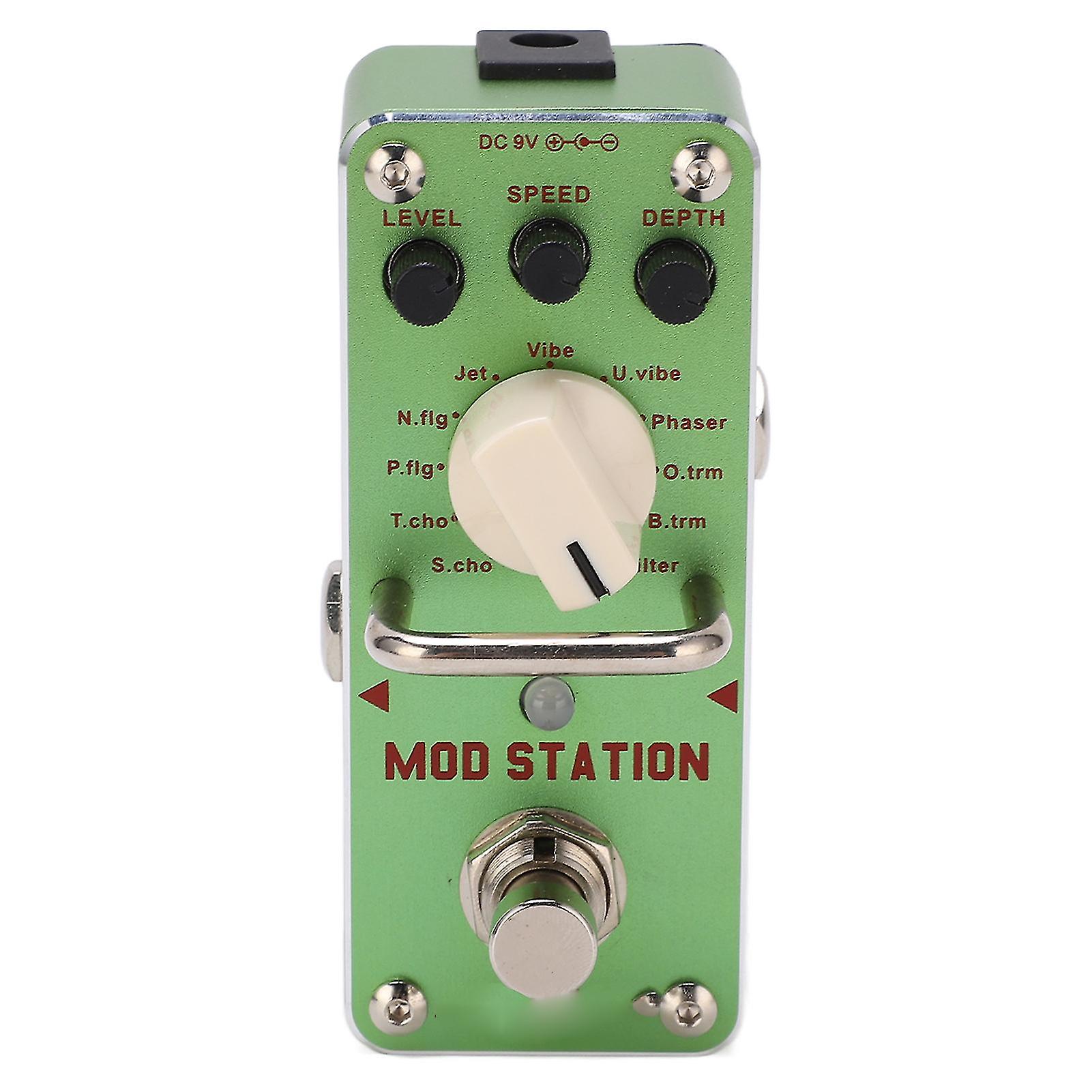 Guitar Effect Pedal MOD STATION 11 Effects Modulation Ensemble with Metal Shell Green
