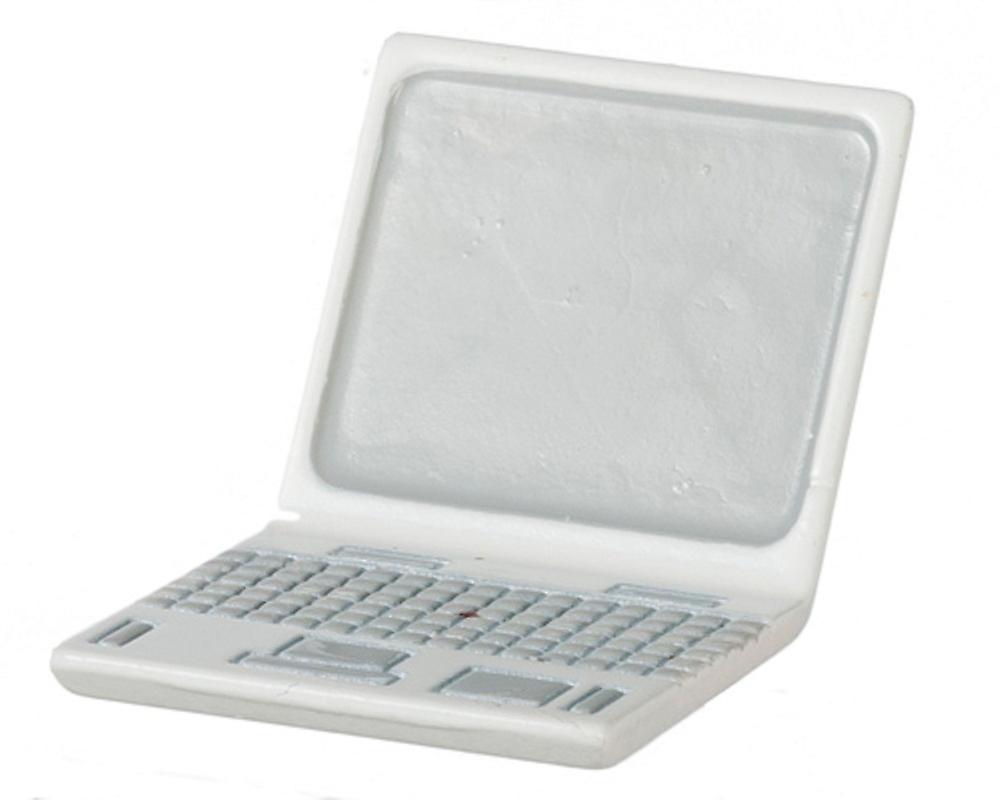 Dolls House White Lap Top Laptop Computer Metal Miniature Modern Accessory