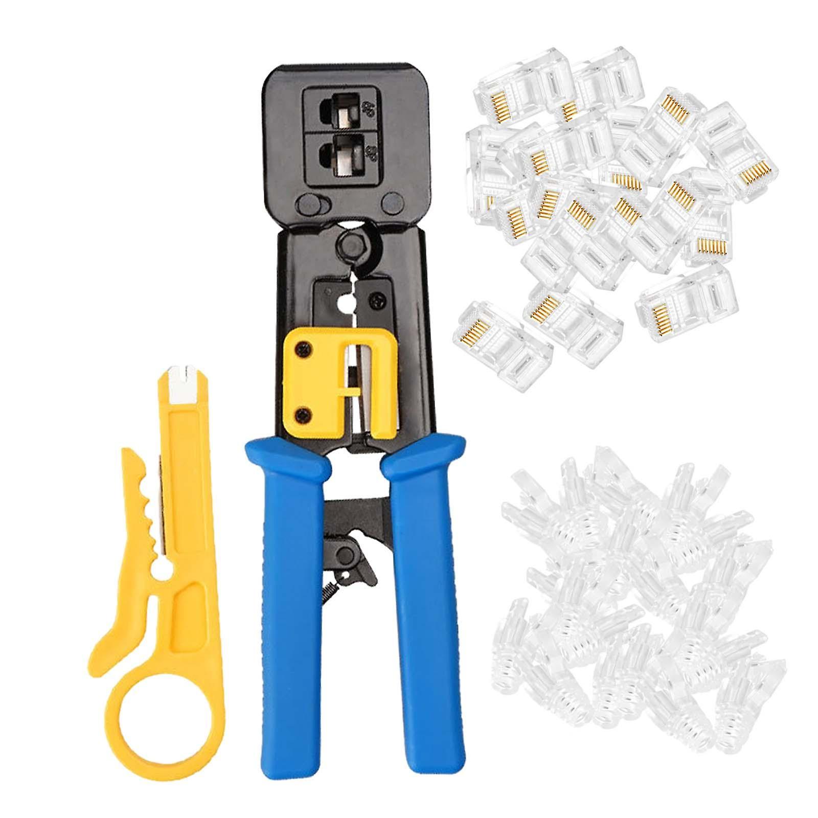 Network Cable Plier Sturdy Crimper Multifunctional Ethernet Crimper Ethernet Crimping Tool Network Wire Cutter for Cat6A