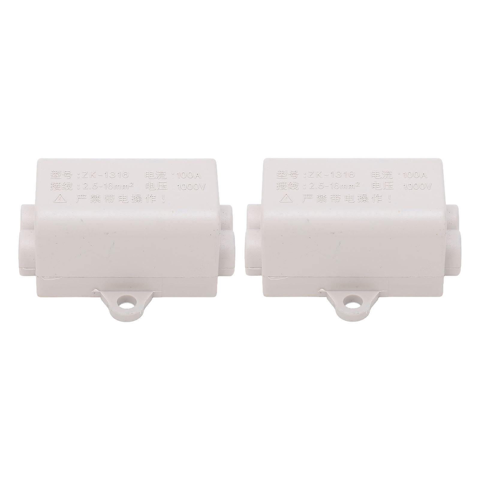 2 Pcs 100A 1000V Two In Two Out Quick Wiring Terminal Inline Junction Connector Box Quick Wire Cable Connector for 2.5?16mm2 Wiring