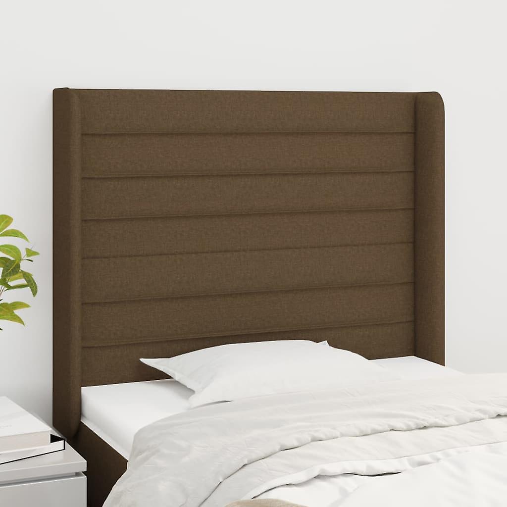 Headboard with Ears Dark Brown 83x16x118/128 cm Fabric