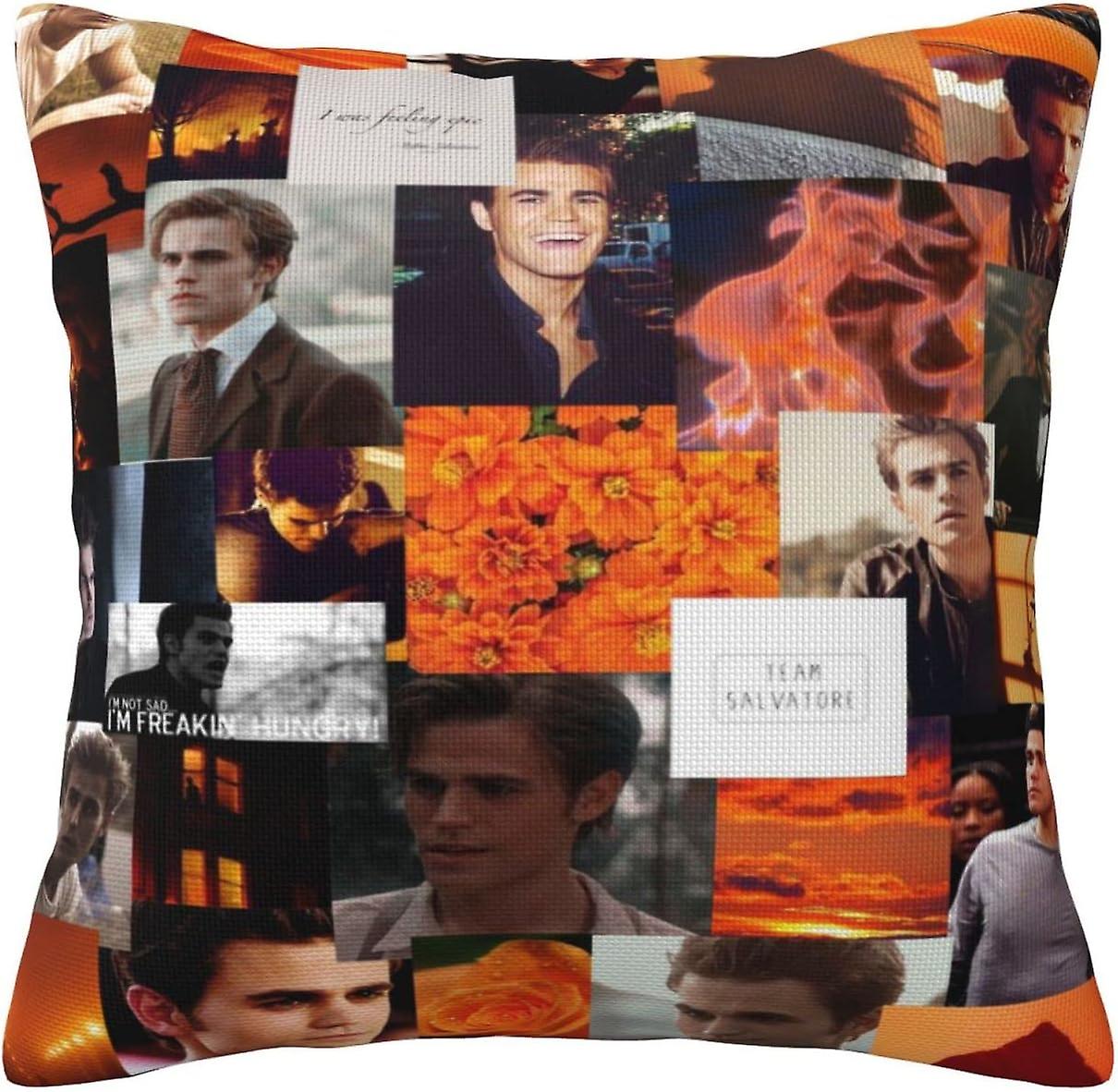 Paul Stefan Wesley Salvatore Linen Decorative Throw Pillow Pillowcases Square Cushion Case Floor Pillowcases, Sofa Cushions, Cushion Covers, Backrest