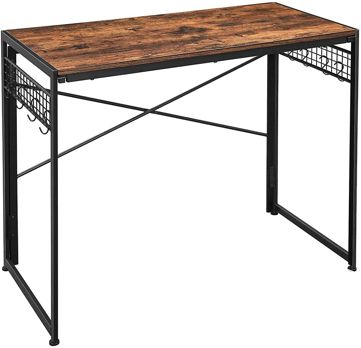 Wooden computer desk with metal frame
