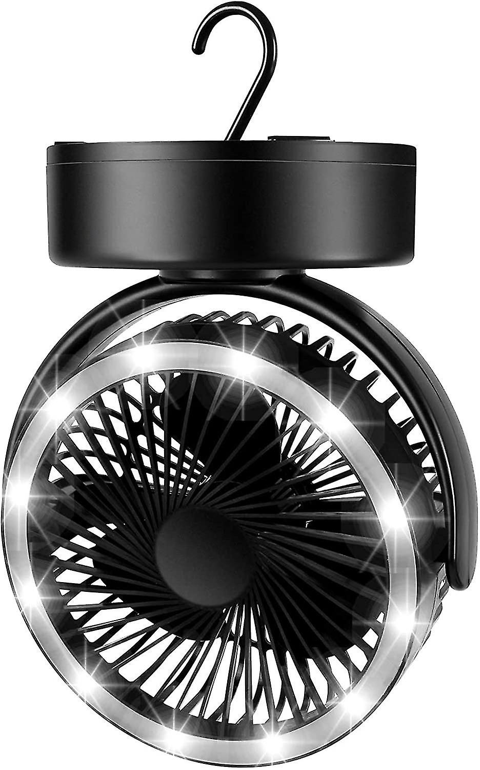 Portable Camping Fan with LED Lantern, Battery Powered Tent Fan Light