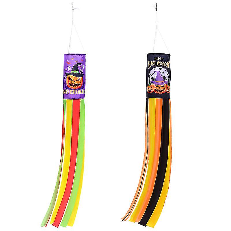 2pcs Happy Halloween Windsock For Halloween Decorations