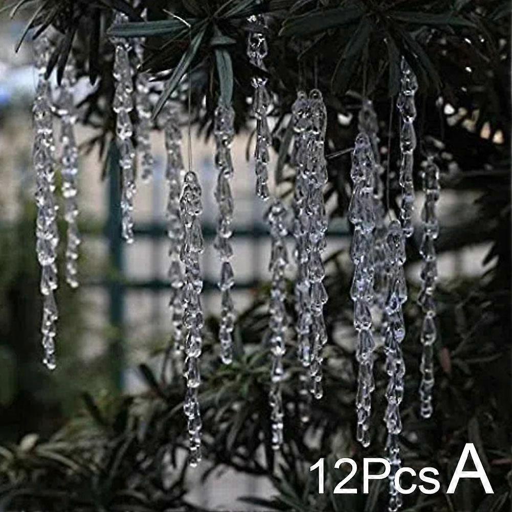 Christmas Tree Clear Icicle Ornaments Decoration Xmas Home Decor