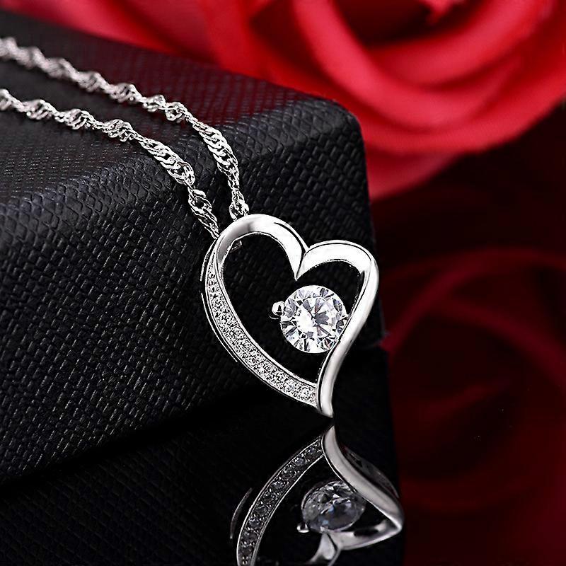 Tuscany Silver Collana Cuore Intrecciato Con Zirconi – Argento 925 Riciclato, Pendente Su Catena Grumetta 46 Cm