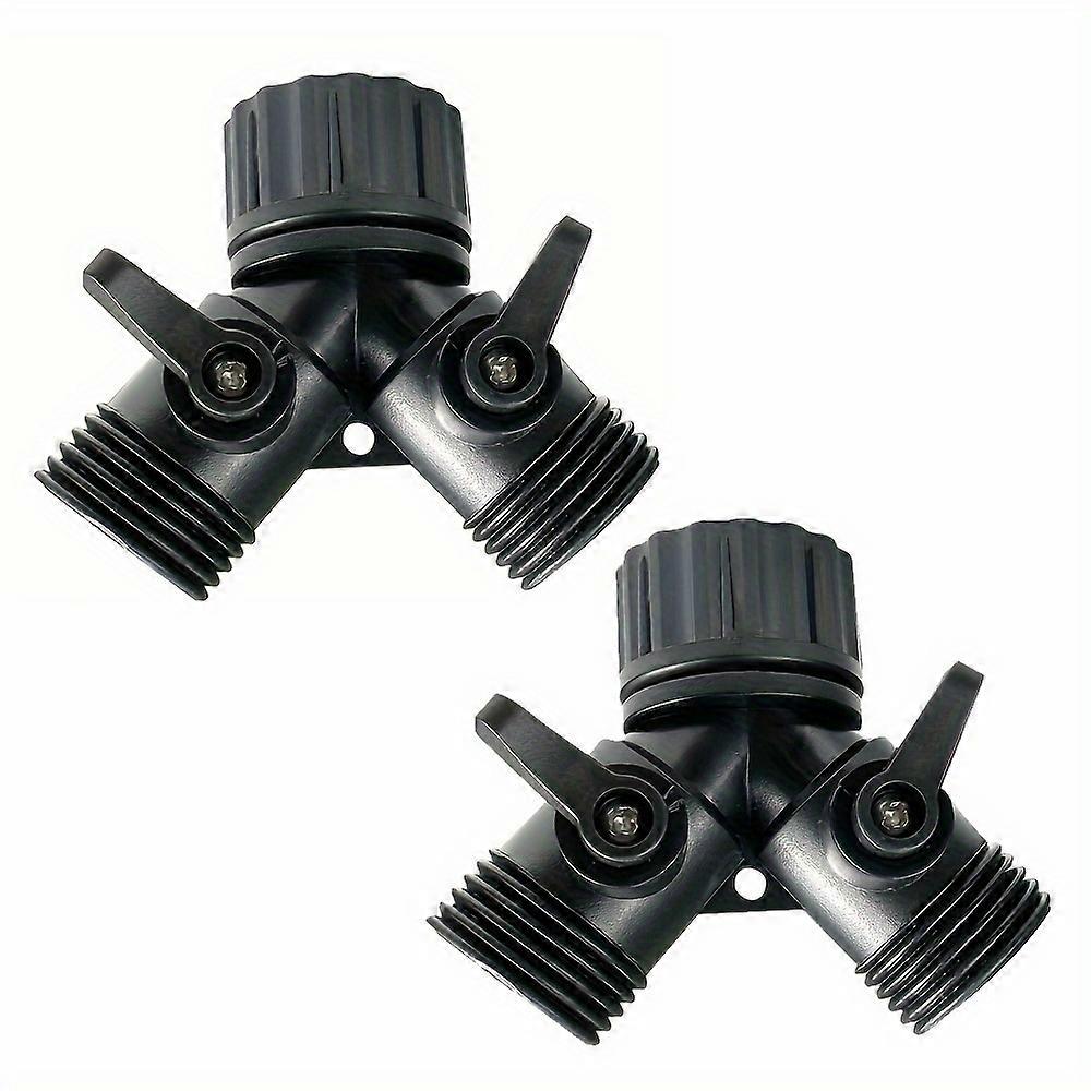 2pcs, Two Way Hose Splitter With Shut Off Valve, 3/4 GHT Thread Plastic Connectors, Garden Hose Splitter, Garden Hose Fittings With Faucet Watering Fo