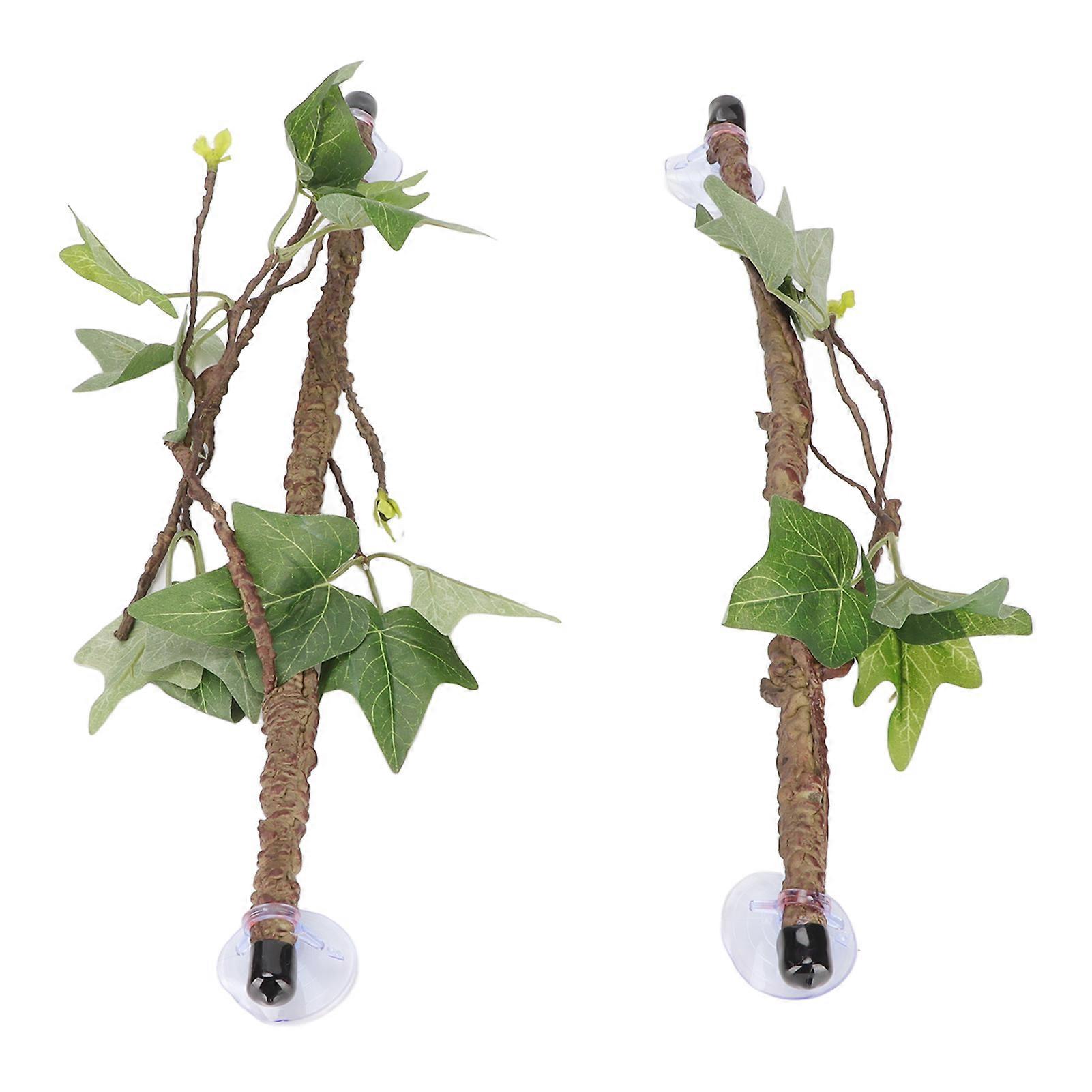 Reptile Corner Branch Terrarium Plant Decoration with Suction Cups for Amphibian Lizard Snake Climbing
