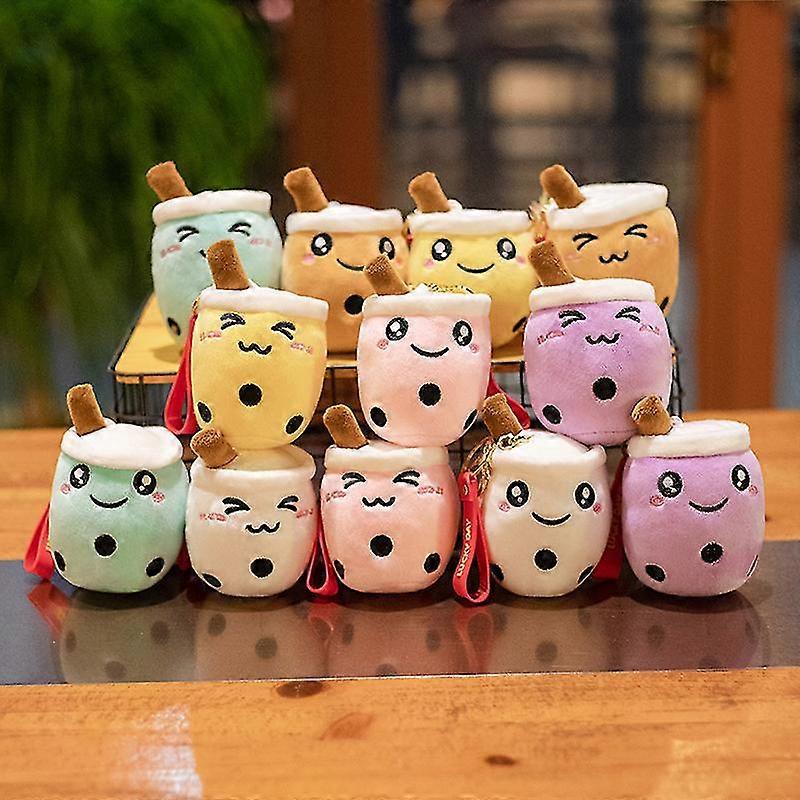 Jerify 16-Piece Bubble Tea Plush Keychain Set - Fruit Milk Tea Toys For Bags & Backpacks