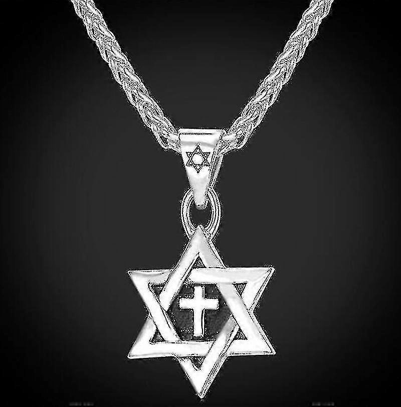 Collier pendentif croix étoile de David en métal plaqué or Cultiste juif classique 2024