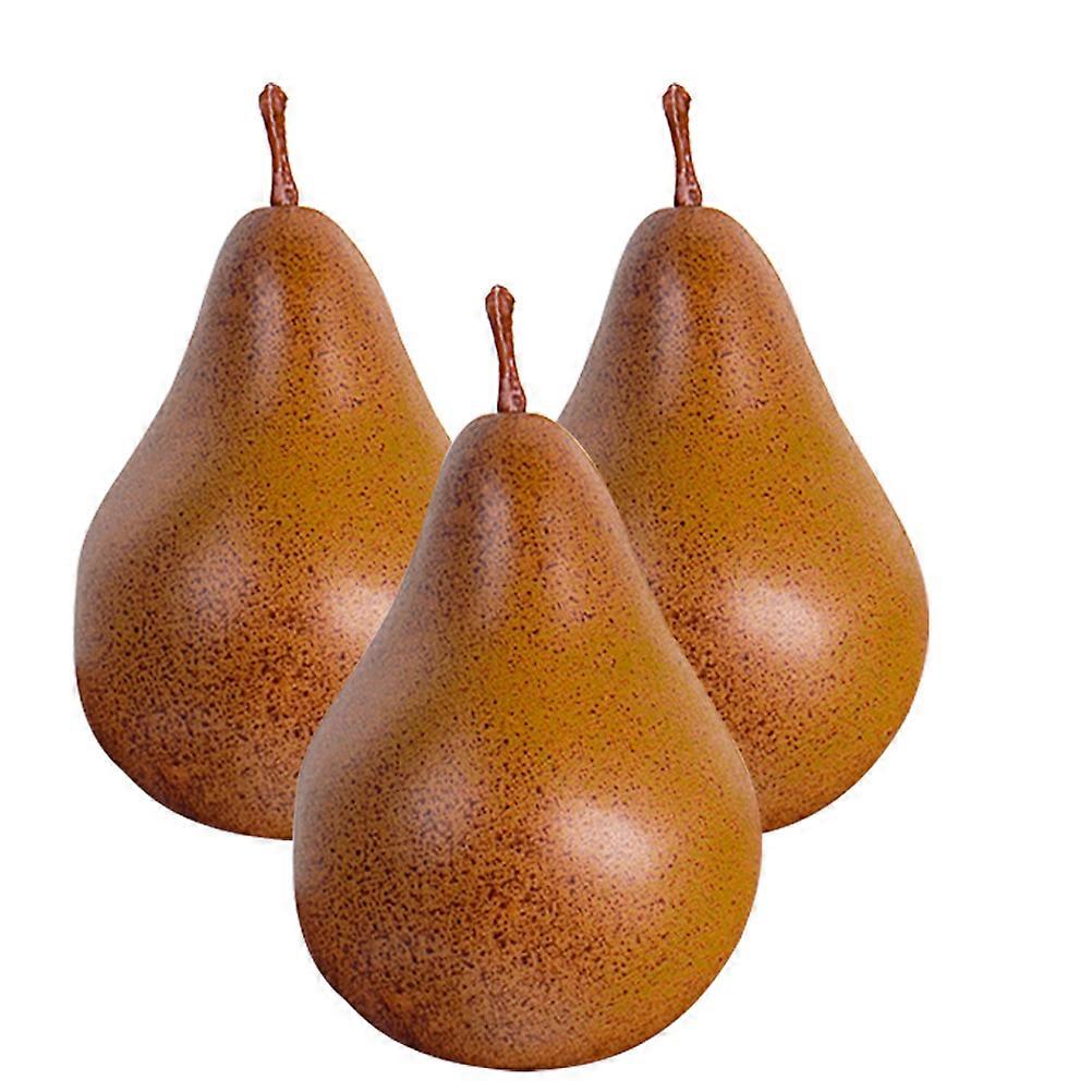 3pcs Pear Models Artificial Pear Lifelike Simulation Pear Decors Fruit Models for Shop