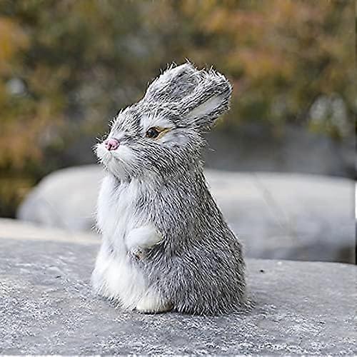 أرنب أفخم صغير رمادي - زخرفة حديقة - زخرفة حيوانية - محاكاة حيوانية