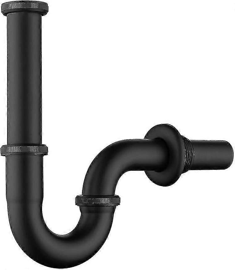 Handfat Avlopp Matt svart, Universal mässingsavlopp med extra långt förlängningsrör och väggmonterat, 1 1/4 x 32 mm U Design Handfat Handfat