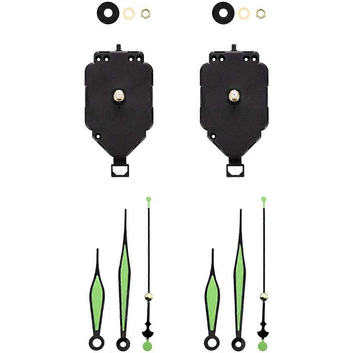2 Set Quartz Clock Movement Kit Oscillating Movement + Luminous Pointer Clock Repair Parts Replacem