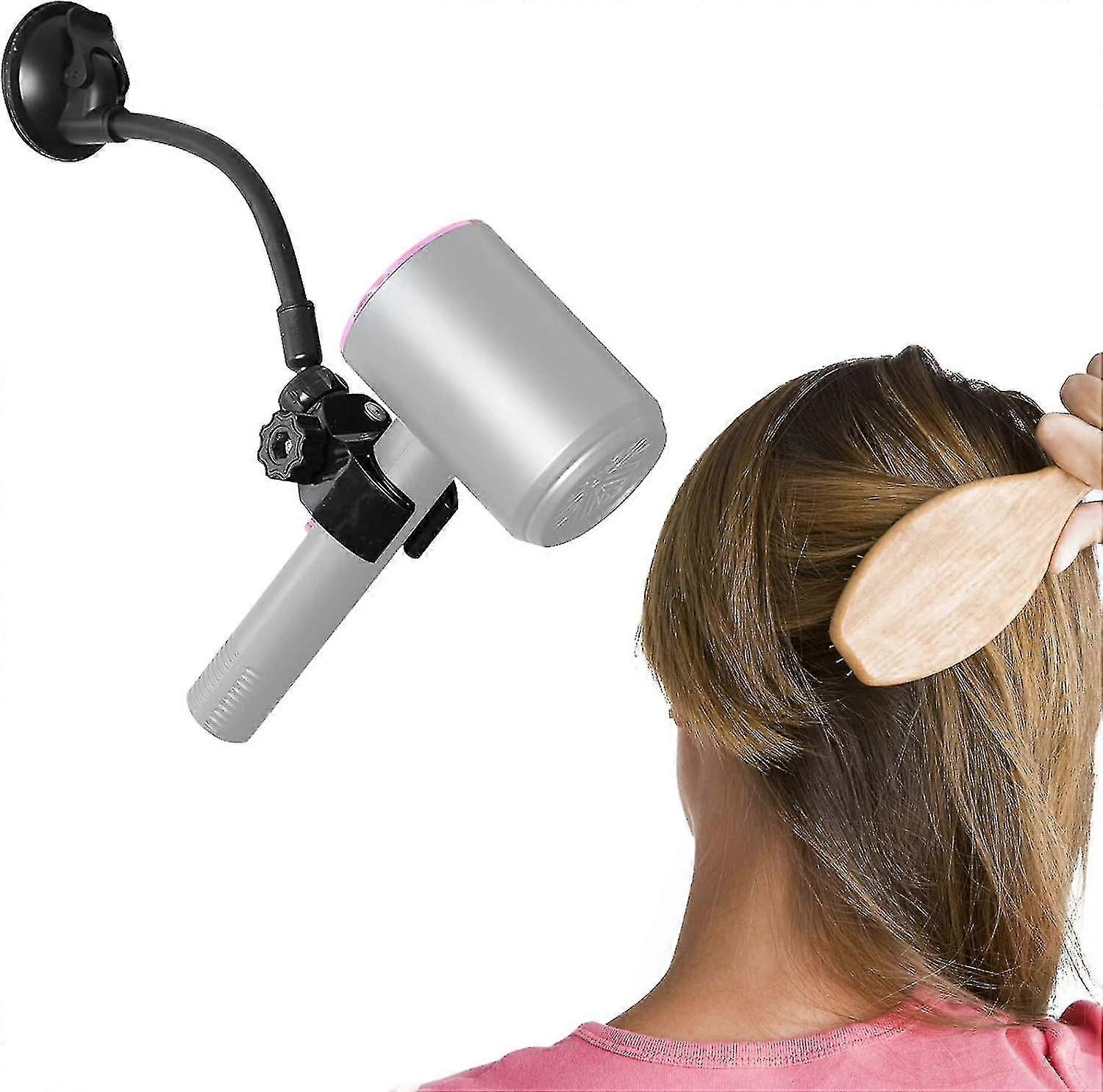 Support de porte-sèche-cheveux réglable, support de sèche-cheveux à rotation à 360 degrés avec bras et ventouse positionnables, support de sèche-cheveux mains libres pour Mir
